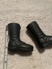 Vintage GI Joe (1) Pair Of Tall Black Jump Boots Laces Laying Down (R)