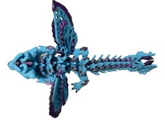 Moonshadow Fae Wolf Dragon Articulated Crystal Wing Fantasy 3D Printed