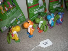 5) 2″ DIFFERENT COLORS YOSHI BackPack Buddies Clip Keychain Super Mario