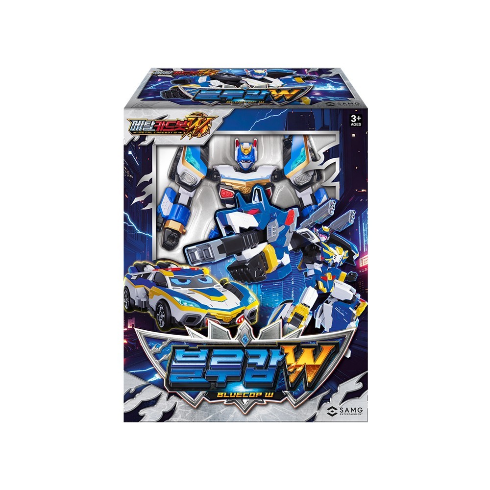 Metal Cardbot W Bluecop W Transforming Robot Toy New Sealed Korea !!!