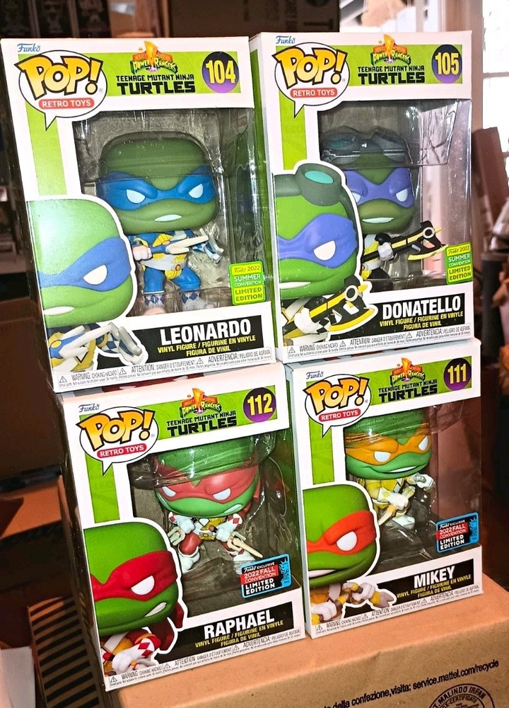 Funko Pop TMNT Leonardo Donatello Raphael Mikey 104 105 111 112 Con Exc. Vaulted