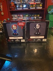 Lot 2 Culture Fly Chucky 4.5 Inch Glow in the Dark Vinyl & B&W Figure 4.5″