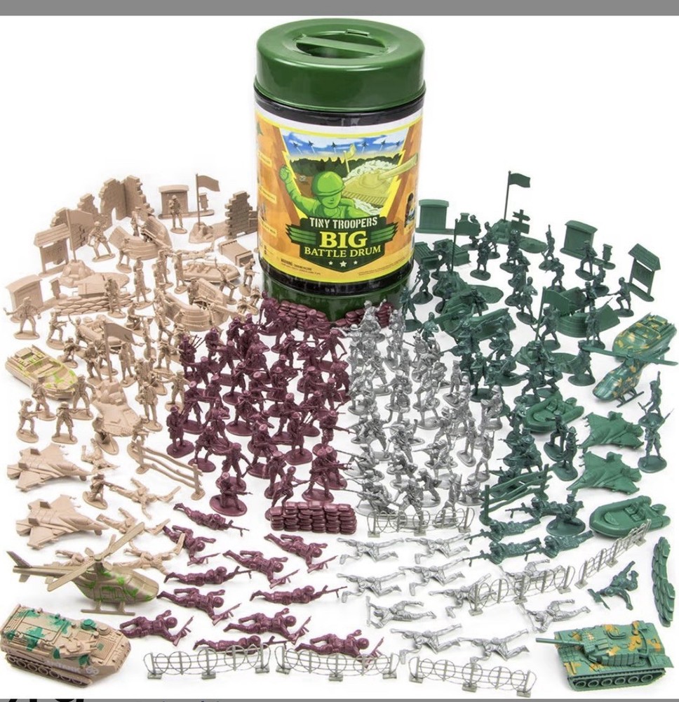 BBG Deluxe Mini Troopers Pretend Play Battle Drum Set – Includes 200 Figurines