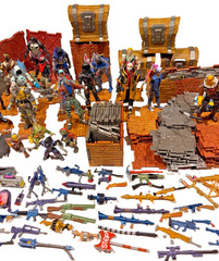 Fortnite Huge Lot Of Loose Figures Raptor Jonesy Parzival etc Weapons Chests SEE