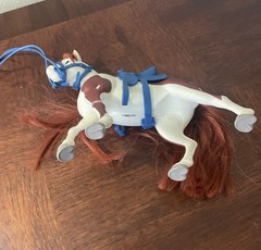 DreamWorks Spirit Riding Free Toy Horse Figure 7” L With Blue Saddle & Harness