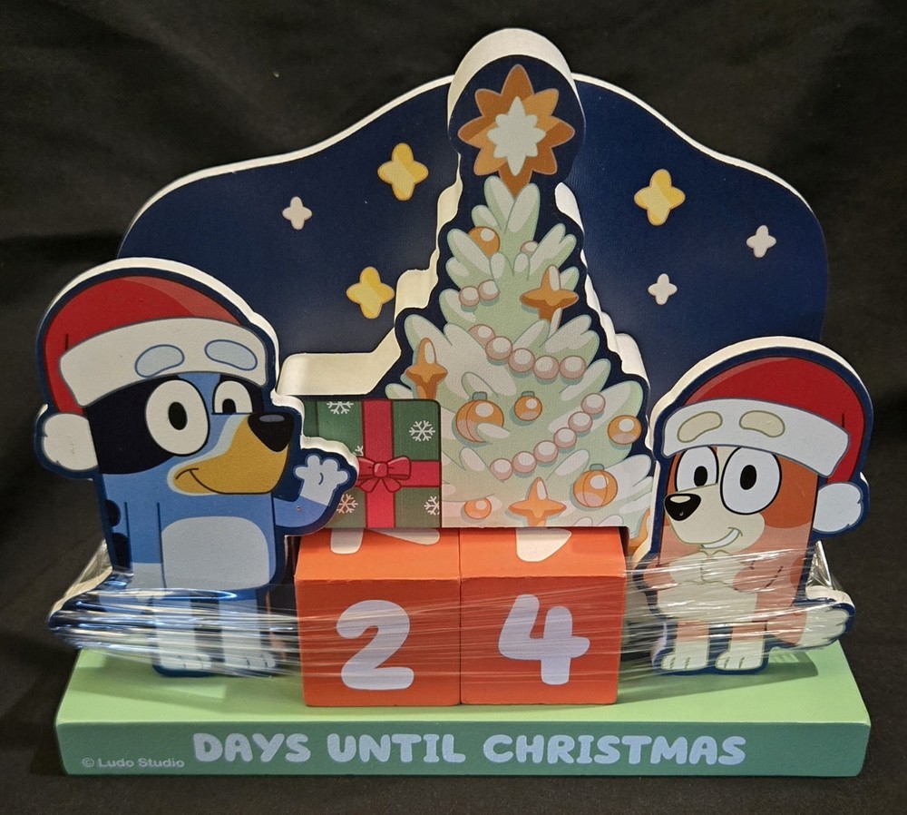 BLUEY & BINGO Red Blue Christmas Countdown Perpetual Tabletop Calendar NEW