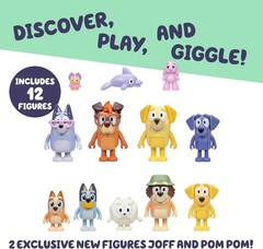 Imaginative Play Set for Toddlers, 12 Articulated Bluey Character Figures