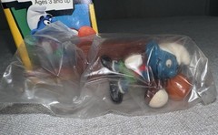 Vintage Super Smurfs LOT PVC Figure SET of 3 in Box Weightlifter Cyclist Boxer