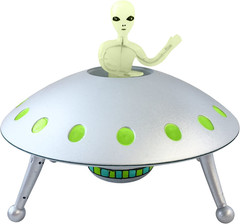Alien Glow-In-The-Dark UFO Space Ship and Bendable Action Figure Toy