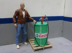 Barrel and Pump Model 1/10 Scale Prop Garage Dollhouse Diorama Accessory