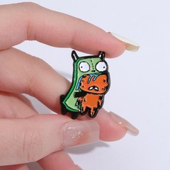 Invader ZIM Cartoon Enamel Pin Alien Metal Brooch Lapel Badge Backpack Gift Kids