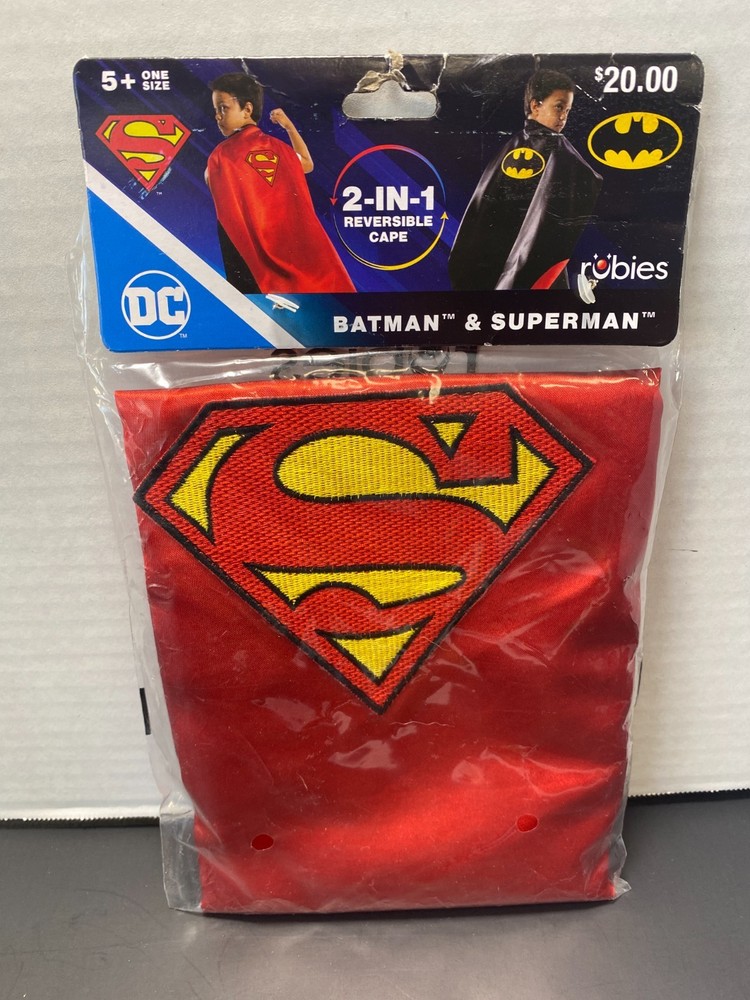 Kid’s Superhero Cape – Batman & Superman Reversible DC – Rubies One Size Ages 5+