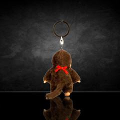 4″ Monchhichi Keychain – Classic Boy, Red Bib Mascot – Authentic Plush Mascot