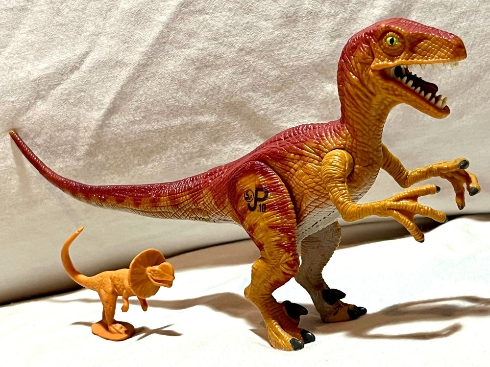 RAPTOR Electronic Velociraptor Jurassic Park JP10 Kenner 1993+Topp Dilophosaurus