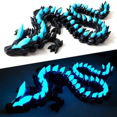 24″ Glow in the Dark 3D Printed Dragon Fidget Toy – Articulated Flexible Design,