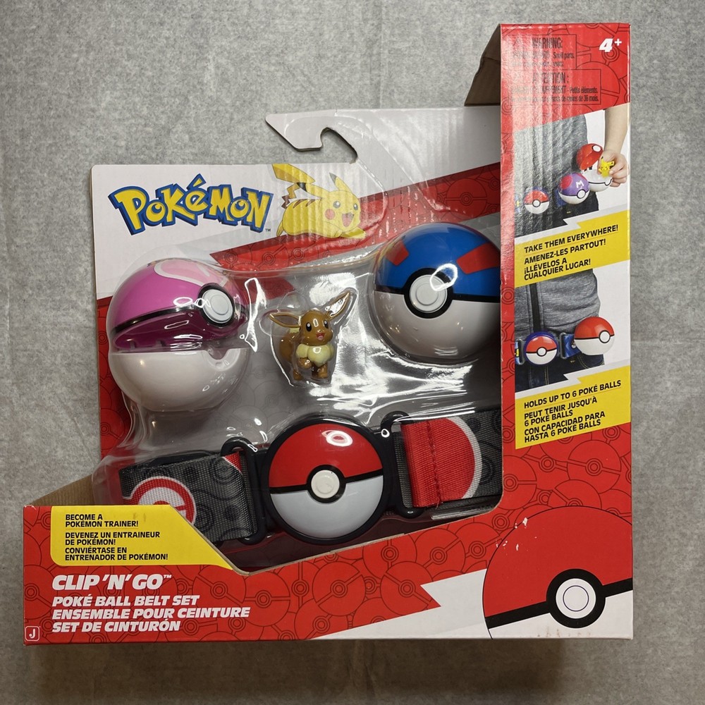 Pokemon Eevee Clip N Go Poke Ball Belt Set Rare New