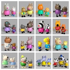 HARD HEAD Peppa Pig Parent Figures: Mommy Cat, Goat, Zebra…Daddy Bull, Pony, Fox