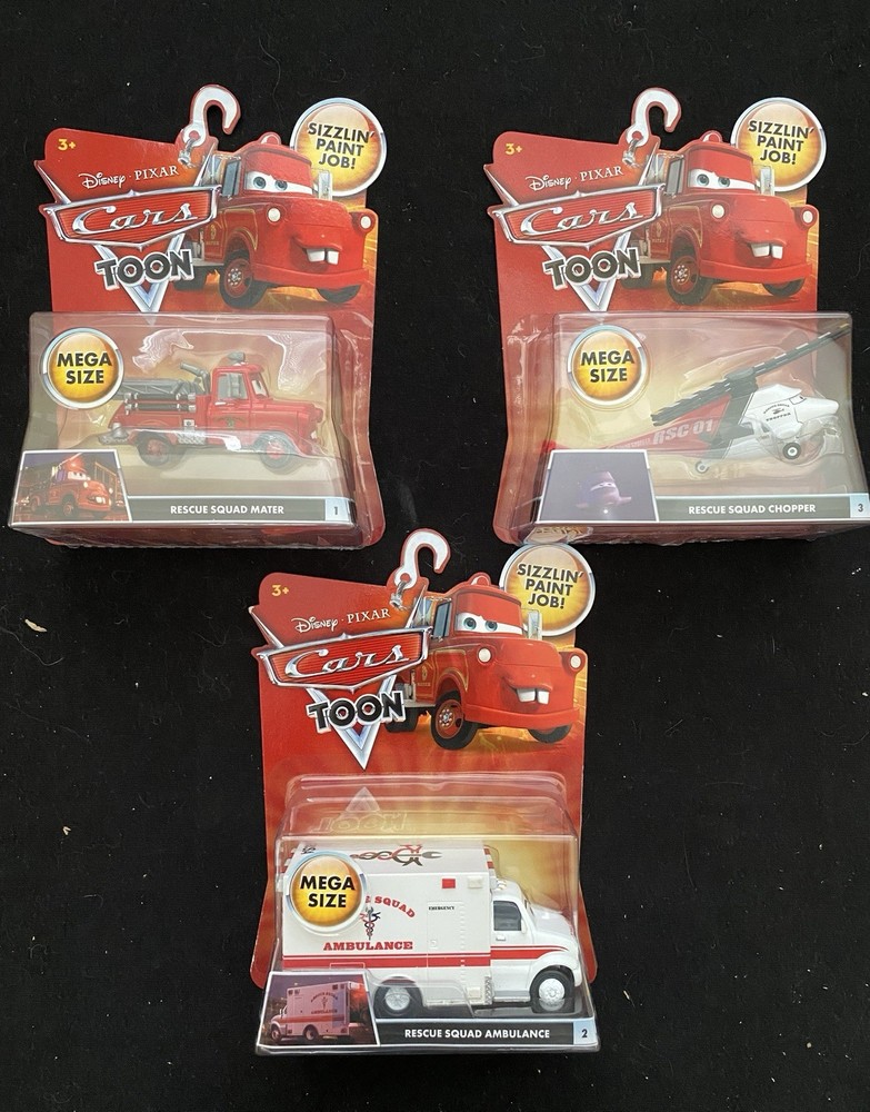 Disney Pixar Cars Toons: SET of 3 Megasize Deluxe Characters Rescue Squad Mater
