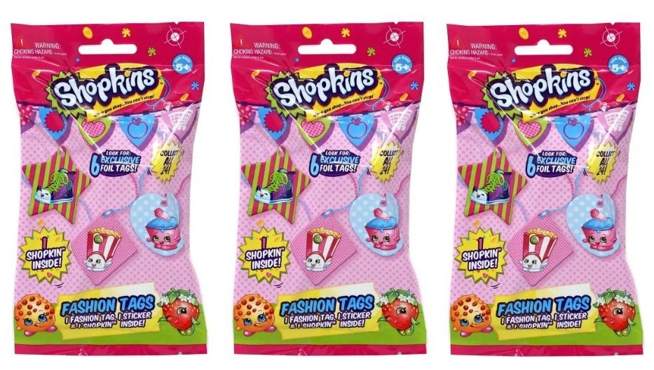 Lot 3 Shopkins Fashion Tags Mystery Pack Series 2 Blind Sealed Package