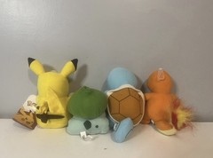 New 6”-7” Set Of 4 Pokemon Starters Pikachu Bulbasaur Squirtle And Charmander
