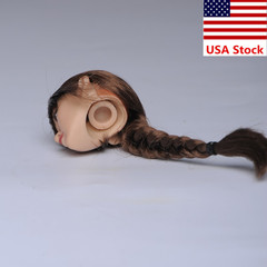 1/6 Female Suntan Head Sculpt Brown Braid Girl Carved For 12″TBL Action Figure