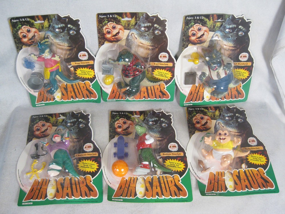 RARE Vintage Disney Dinosaurs TV Show Complete Set Of 6 Hasbro 1991 Figures NEW