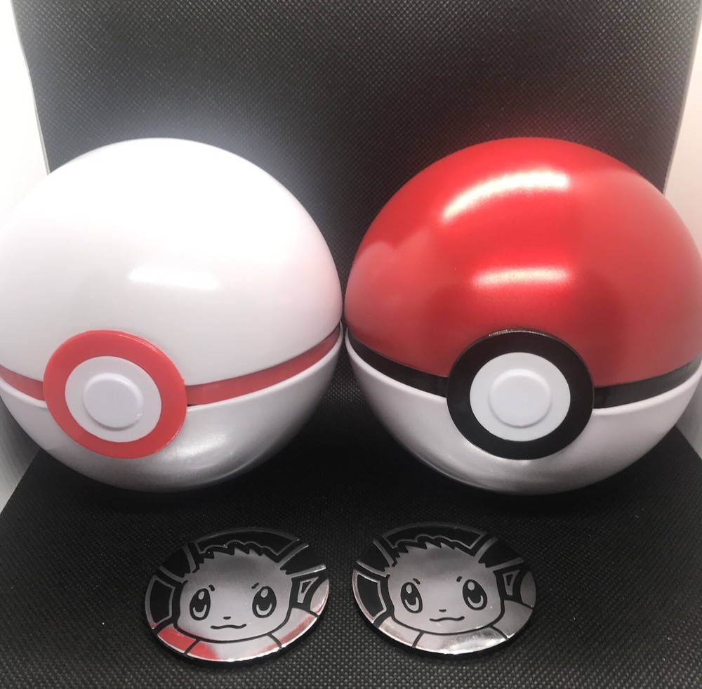 Lot Of 2 Pokemon Poke Balls Ultraball White And Red Tins With 2 Coins – 2020
