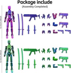 T13 Action Figure Set (Assembly Completed), 3D Printed Multi-Jointed, Titan 13 A