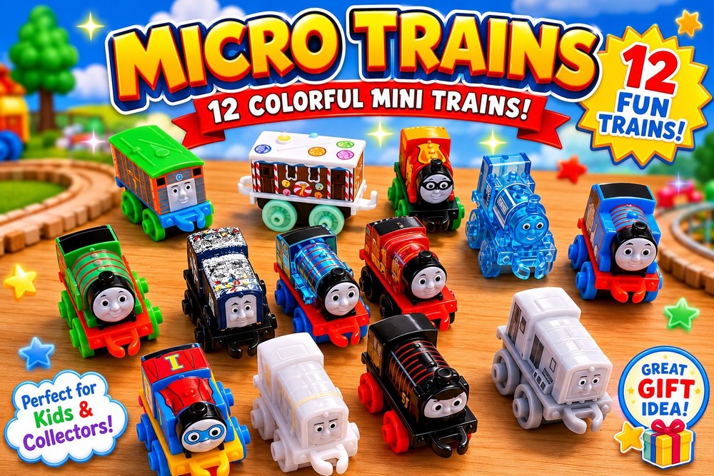 12 Thomas & Friends Micro Trains Lot – Mini Die-Cast/Plastic Toy Engines & Cars