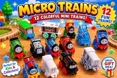 12 Thomas & Friends Micro Trains Lot – Mini Die-Cast/Plastic Toy Engines & Cars