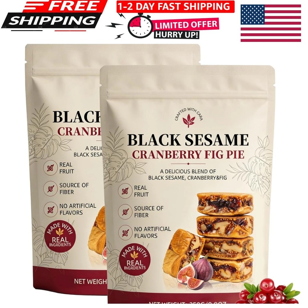 Black Sesame Cranberry Fig Pie, Fig and Walnut Two in One, No Additives Made wit