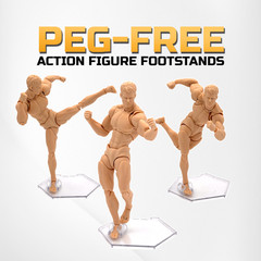 Peg-Free Footstands (9-Pack), Action Figure Stands, Clear, for 1/12 Scale Figure