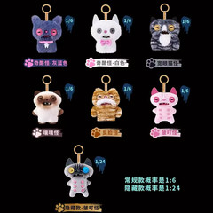 Fuggler Alley Cats 🐱 CHEEZEE (White) 🐱 5″ Plush Bag Charm Keychain Dangler