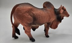 Brown Zebu Bull Figure Toy Gift Child Plastic Figura Toro Cebu Regalo Plástico