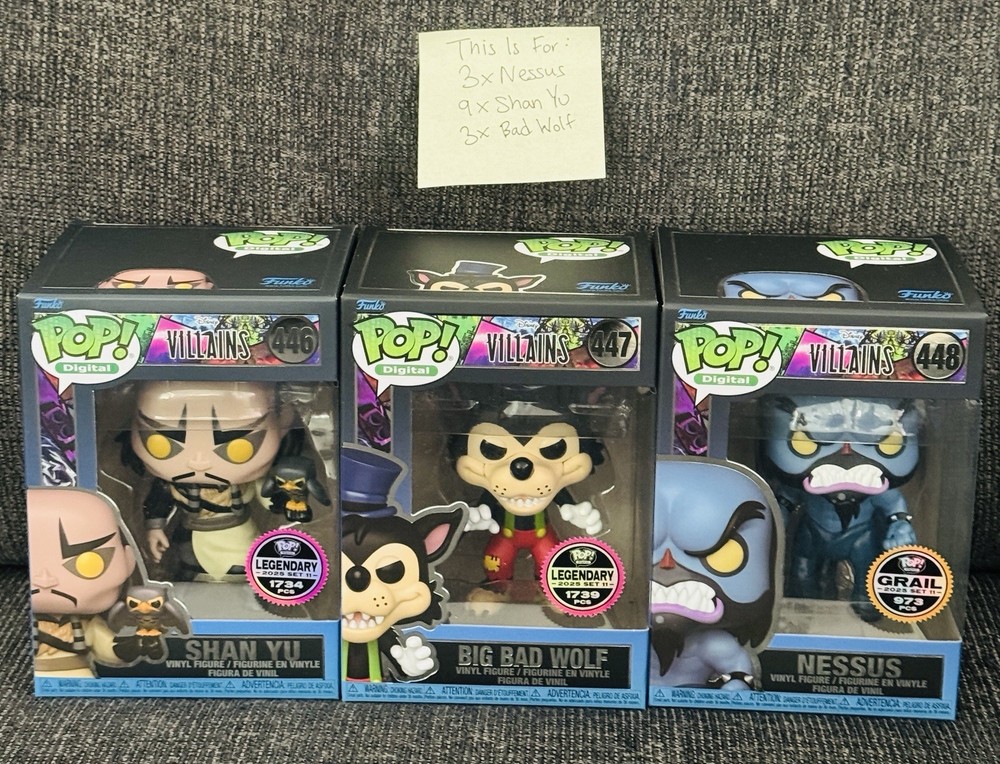 Funko Pop Digital Disney Villains Shan Yu x9 Bad Wolf x3 Nessus x3 15 Pop Bundle