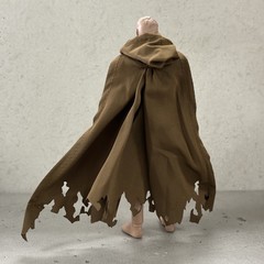 SU-EZHC-BRN: 1/12 wired battle damaged Hooded cape for 6″ figure – Olive