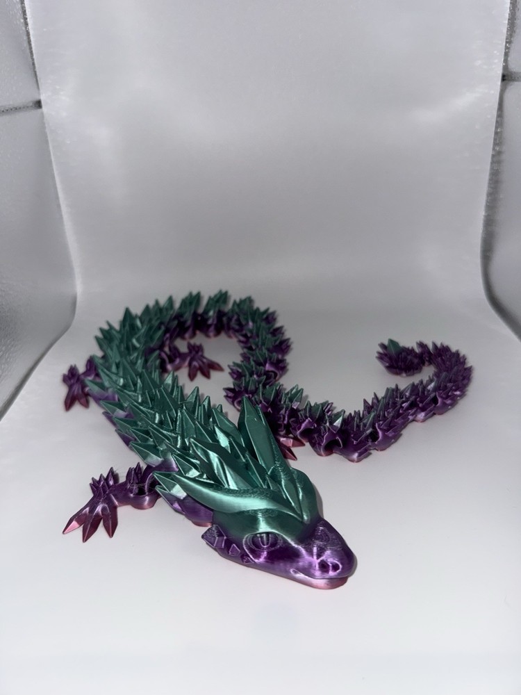 3D Printed Crystal Dragon Flexible Full Articulated Dragon Desk Toy Decoration