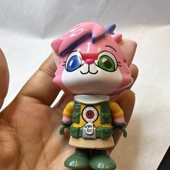 Bonkers Toy Co Alpha Lexa Cat Plastic Figure Pink Hair Green Outfit Yellow/White
