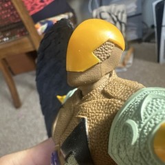 Bird Action Figure Plastic Toy Gold Armor w/ Black Wings, Green Accents