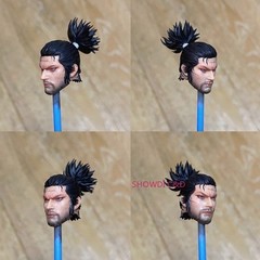 1/12 1/18 Samurai Miyamoto Musashi Head Carving For 6″ 3.75″ Action Figure Body