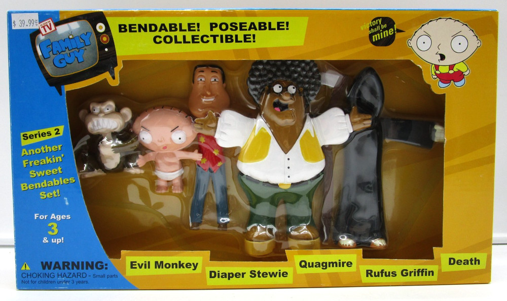 Family Guy Series 2 Bendable figures Monkey, Stewie, Quagmire, Rufus, Death- new
