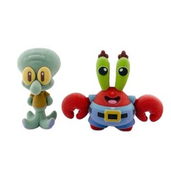 Nickelodeon SpongeBob SquarePants Flocked Figures Squidward Mr. Krabs Set 02 NIB