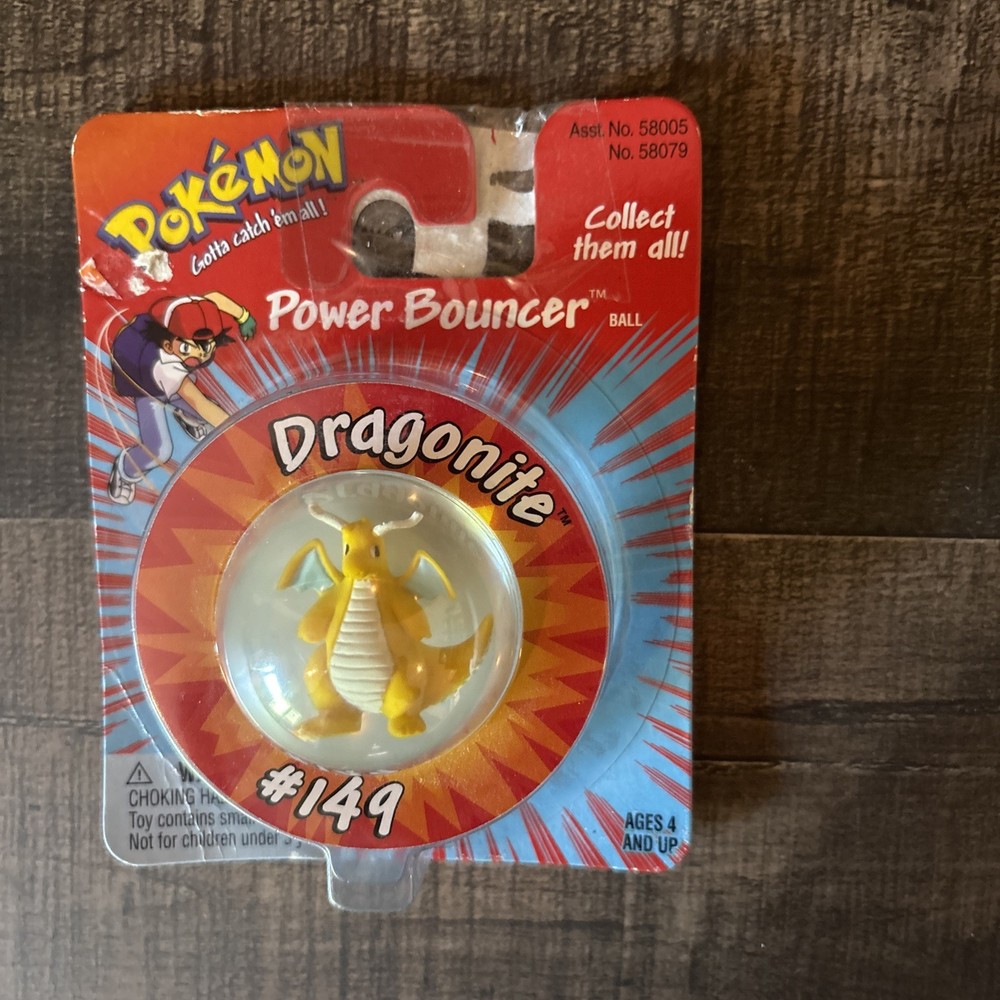 1999 Hasbro TOMY Pokemon Power Bouncer Ball Dragonite #149 Package Damage