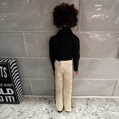 Mattel 3008 Poseable Action Figure Black Shirt White Pants Plastic Fabric