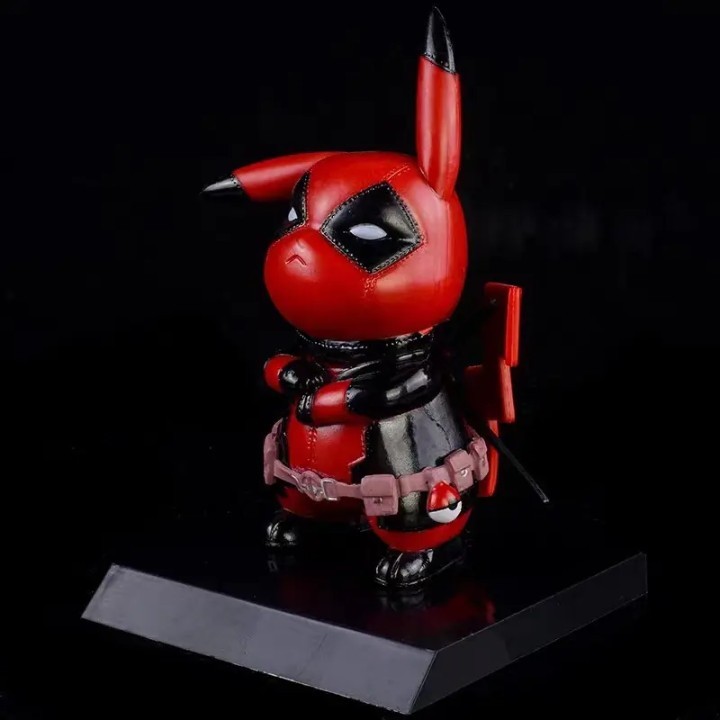 Deadpool Pikachu Figure Collectible Toy | Cute Marvel Parody Action Figure | Des