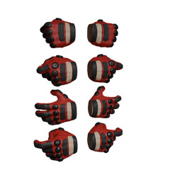 1/12 Scale Action Figure Hands: Biker Gloves (Unpainted)