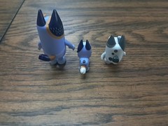 Bluey Figure SET Uncle Stripe Heeler Cousin Muffin Socks Lot of 3 Family Blue