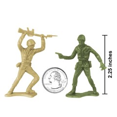 TimMee Plastic Army Men OD Green vs Tan 48pc Toy Soldier Figures Made in USA
