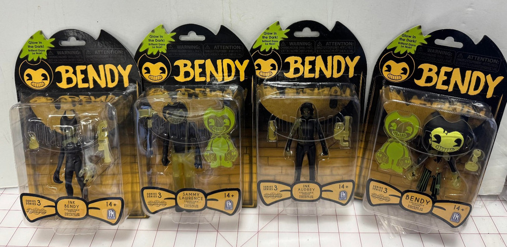 Bendy and Dark Revival Glow in Dark Set of 4 Figures Brand New Phatmojo