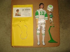 Mego Vintage 12” 1970 Joe Namath, Uniform, Stand, Booklet, Original Box